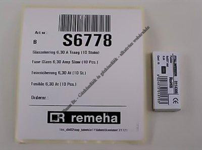 Remeha Üveg biztosíték 6,3 A (10) S6778